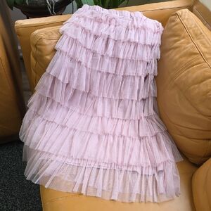 Cupcakes & Cashmere Light Pink Ruffled Midi Skirt